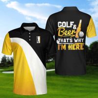 Golf And Beer Thats Im Here Short Sleeve 3 Button Fabric Polo Shirt