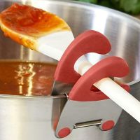 1pc  Stainless Steel Pot Spoon Holder  Anti-Scald Silicone Grip Pot Clip Holder For Spoon  Kitchenware Bowl Clip Pots Pans