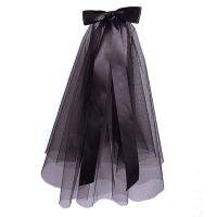 Black Lace Veil Short Bridal Veils Bowknot Halloween Brides Soft Tulle Bridal Veils with Comb 2024 Hair Accessories