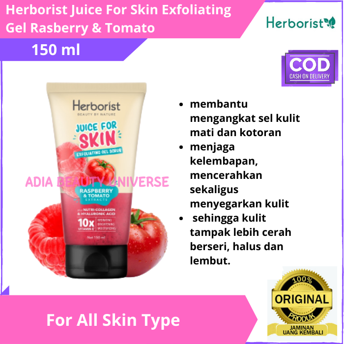 Herborist Juice For Skin Exfoliating Gel Scrub Rasberry & Tomato 150 ml