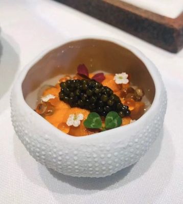 ชามจานเซรามิกทรงพิเศษจานเม่นทะเลโมเลกุลสีขาวสำหรับร้านอาหารของโรงแรมระดับไฮเอนด์ Guanpai4