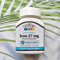 ธาตุเหล็ก High Potency Iron 27 mg Ferrous Gluconate 110 Easy To Swallow Tablets (21st Century®)