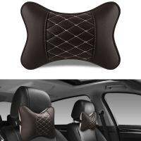 ♂♝✐ Universal Car Neck Pillows Both Side Pu Leather Pack Headrest for Head Pain Relief Filled Fiber Car Pillow Neck Pillow for Car