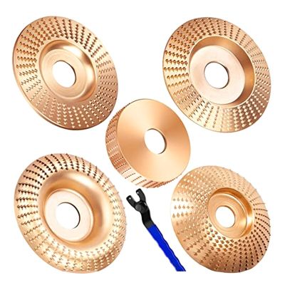 5PCS Wood Carving Disc Parts Kit Universal Grinder Wrench Wood Shaping Disc Grinder for 4 Inch or 4 1/2 Inch Angle Grinder