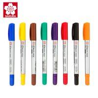 Sakura Permanent Marker Identi-Pen Dual Tip Fine Point Paint Pen Markers Oil Black Blue Red Color Marker Pen for CD metal woodHighlighters  Markers