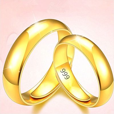 แหวนคู่ แหวนทอง แหวนเงิน แหวนคู่ใหม่ แวววาว แหวน สไตล์เรียบง่าย Free Size เหมาะสำหรับเป็นของขวัญ
