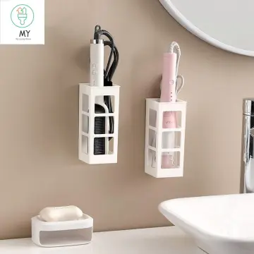 1pc Hair Dryer Holder Hair Tool Organizer Adjustable Height Wall  Mounted/Cabinet Door Bathroom Organizer Under Sink For Hair Dryer, Flat  Irons, Curli