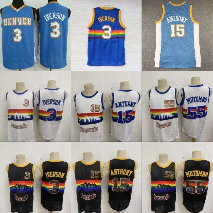 เสื้อถักบาสเก็ตบอล-nba-ปักลาย22-23-3-iverson-15-anthony-55-เสื้อนักเก็ตชุดบาสเก็ตบอล