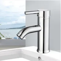 [COD] Factory direct sales stainless steel round basin faucet hot and cold washbasin short curved ceramic