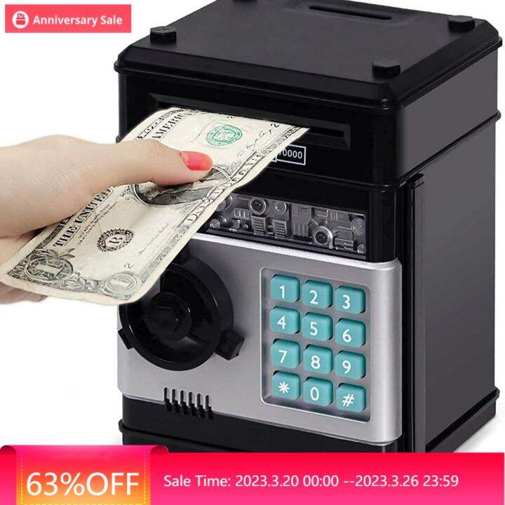 Electronic Password Money Box Code Key Lock Piggy Bank Automatic Coins Cash Saving Money Box