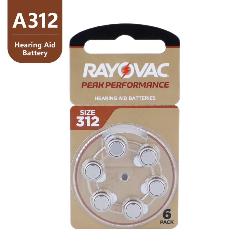 Rayovac Extra 312 60 PCS Performance Hearing Aid Batteries 1.45V 312A A312  PR41 Zinc Air Battery For BTE CIC RIC OE Hearing Ai