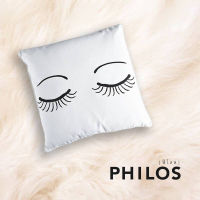 PHILOS หมอนอิงผ้าลินิน สีขาว ลายหลับตา 50x50 PI033 MISS ETOILE CUSHION “CLOSE EYES”