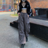 Harajuku กางเกงร่มชูชีพ Y2K Streetwear ขากว้าง Baggy Cargo กางเกงหญิง Hippie สไตล์เกาหลี Jogging Sweatpants Women