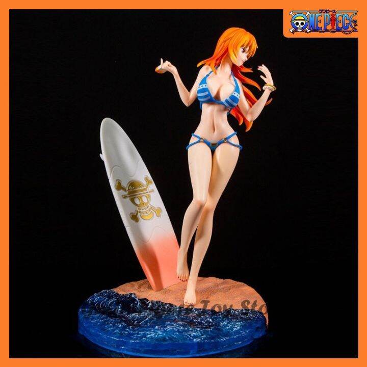 【100 Original】30cm One Piece Nami Figure Anime Figures Swimsuit Sexy Beach Surf Bikini Girl 8278