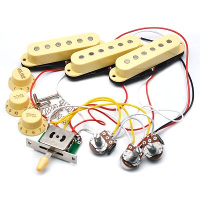 5-way Switch 2T1V SSS Pickup Cream Electric Guitar Wiring Harness Prewired with Pickup for ST Guitar