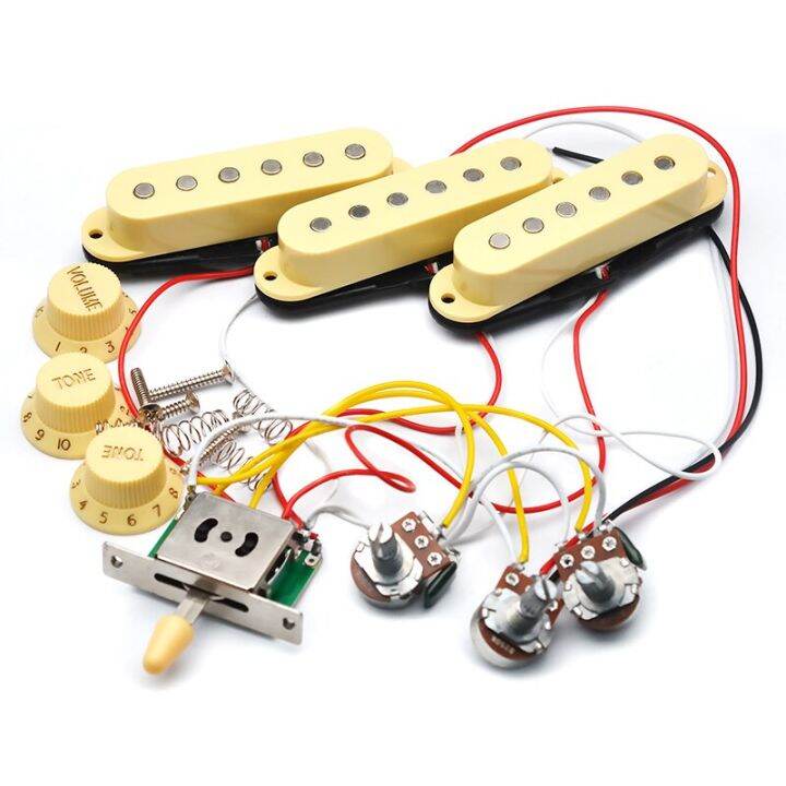 5way Switch 2T1V SSS Pickup Cream Electric Guitar Wiring Harness