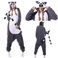 ลิง Kigurumi ผู้ใหญ่ชุดนอนคอสเพลย์ชุดวันซี่สตรีฤดูหนาว Warm ชุดนอน Homewear สัตว์เครื่องแต่งกายลีเมอร์ Jumpsuit