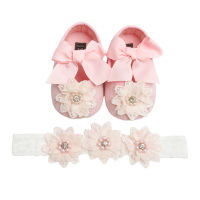 【Forever CY Baby】Baby Shoes, Girls Bowknot Flowers Walking Shoes Soft Sole Footwear For Spring Fall,White/pink,0-18 Months