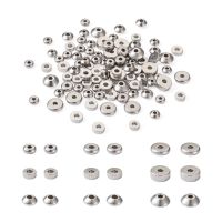 180Pcs 5/6/8mm Stainless Steel Spacers Beads Flat Round &amp; Rondelle Loose Charm Beads for DIY Jewelry Making Necklace Accessories Beads