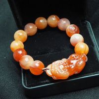 Pixiu Sunstone กำไลข้อมือปีเซียะ เรซี่นสีส้มหินซันสโตน เรียกเงินทอง ป้องกันสิ่งชั่วร้าย ของขวัญ เสริมดวงแก้ปีชง