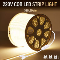 COB LED Strip 360 LEDs/M Bright EU Plug 220V CRI RA90 กันน้ำสวนกลางแจ้ง FOB LED เทปสำหรับห้องนอนห้องครัว-Youerd