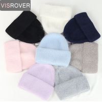 【KFAS Clothing Store】 VISROVER ฤดูหนาว Beanies สำหรับผู้หญิงสีทึบกระต่ายขนหมวก Bonnet นุ่มหนักอบอุ่นผ้าขนสัตว์ชนิดหนึ่ง Skullies หญิงหมวกขายส่ง