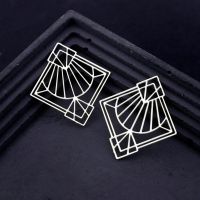 Making Jewelry Findings Stainless Steel Bead Metal Pendant Laser Cut Square Brass Charms For DIY Necklace Earrings 1781 Beads