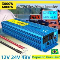 อินเวอร์เตอร์12V 24V 48V อินเวอร์เตอร์เพียวไซน์เวฟความเข้ากันได้สูงความถี่50Hz 60Hz ในรถยนต์เครื่องแปลงไฟเต้ารับคู่