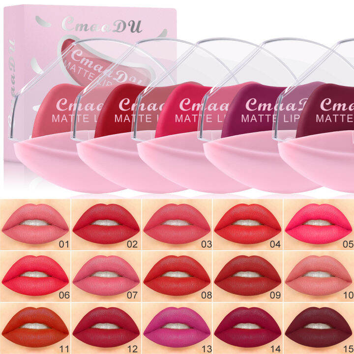 [CmaaDu] LADES 15 Colors Lazy Lipstick Velvet Matte Waterproof High