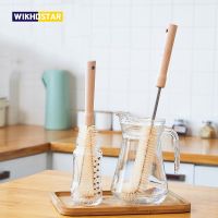 WIKHOSTAR Wooden Handle Bottle Cup Brush Glass Bottle Cleaning Brush Kitchen Accessories Drink Mug Wine Cup Scrubber