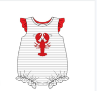 2022 Hot Sale Clothes For Girls Cute Crayfish Red Embroidery Romper White Print Casual Sports Jumpsuit For Summer