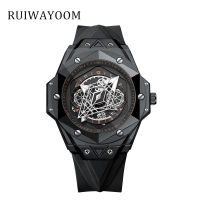 RUIWAYOOM New Fashion Mens Sport Business Watches Skeleton Watch Men Waterproof Luminous Watch