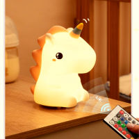 Unicorn LED Night Light Touch Sensor Discolored USB Rechargeable Dinosaur Silicone Bedroom Bedside Lamp for Children Baby Gift