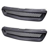 2X Car Carbon Fiber Mesh ABS Front Hood Grille Grill for 96-98 /EK JDM Type R