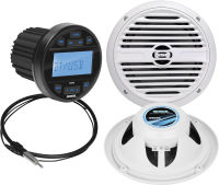 BOSS Audio Systems Sound Storm Laboratories SGR3.62 Weatherproof Marine Gauge Receiver and Speaker Package - IPX6 Rated Receiver, Bluetooth, USB, AM/FM Tuner, No CD Player, 6.5 Inch 2-Way Speakers x 2, Dipole Antenna