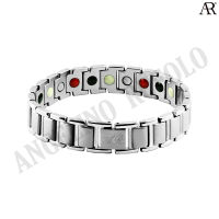 ANGELINO RUFOLO Healthy Magnetic Bracelet ดีไซน์ Solid Chain สร้อยข้อมือแม่เหล็ก Stainless Steel 316L(สแตนเลส) สีเงิน