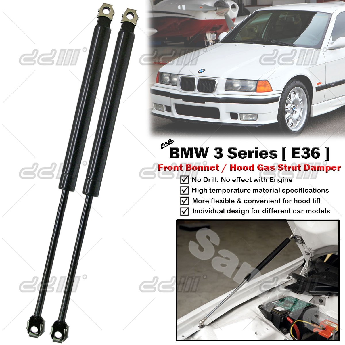 Color : Black Lianhe 2Pcs Car Gas Lift Supports Hoods Struts Shock Front Bonnet Boot Fit For BMW-X5 E53 2000-2006 51238402551 