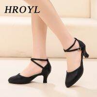 ☍ HROYL Girls Modern Latin Dance Shoes Women for Ladies Ballroom Tango Dancing Shoes Closed Toe Rubber sole Dropshipping