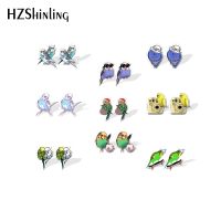 2021 New Budgie Stud Earring Little Bird Acrylic Resin Earrings Epoxy Handmade Jewelry Gifts Girl