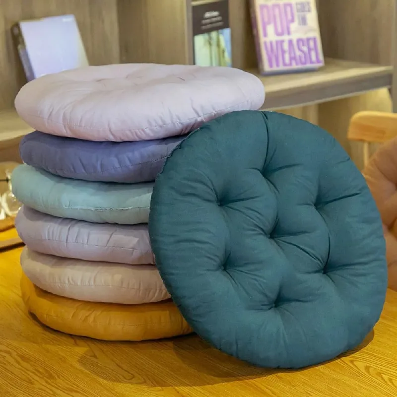 Office Chair Cushion Thicken Round Linen Seat Cushions For Back