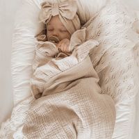 ☬ Ruffle Muslin Baby Swaddle Blanket New Born Bath Towel Infant Bedding Cover Cotton Gauze Newborn Receive Blanket Wrap Accessory