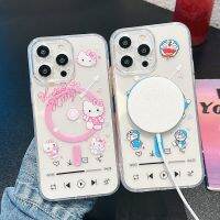 Sanrio Hello Kitty เพลงโดราเอม่อนกันกระแทกเต็มตัวพร้อมฟังก์ชั่นแม่เหล็กการ์ตูน Magsafe เคสโทรศัพท์มือถือน่ารักสำหรับ iPhone 15 Pro Max Ultra Plus เคสโทรศัพท์อ่อนสำหรับ iPhone 14 Po Max เคสกันกระแทกเคสสำหรับ Apple 13 12 11เคสห่อหุ้ม