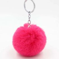 27 Colors Fluffy Fur Pom Pom Keychain Soft Faux Fur-like Ball Car Keyring Key Holder Women Bag Pendant Jewelry Keychain Charms