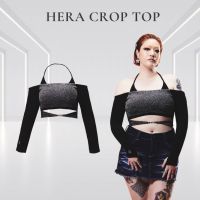 Merge Official - Hera Crop Top (พร้อมส่ง) เสื้อปาดไหล่ แขนยาว มีสายคล้องขอ