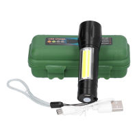 ไฟฉายแบบชาร์จ USB แบบพกพา Zoomable Hand Lamp ไฟฉายพร้อม COB Sidelight