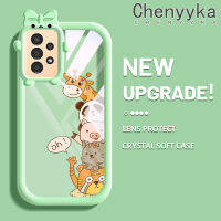 Chenyyyka A13ปลอกสำหรับ Samsung 5G เคส A04s กระแสแฟชั่นแบรนด์โบว์สีสัตว์นุ่มน่ารักเคส Tpu เคสเคสกันกระแทกกรอบสีกล้อง