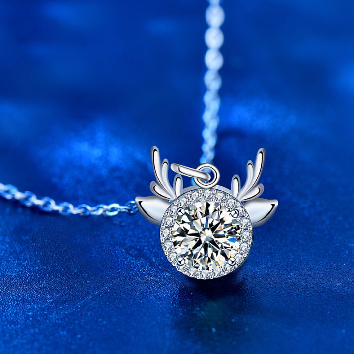 moissanite-925-sterling-silver-one-deer-necklace-with-you-christmas-lvzuan-deer-pendant-exquisite-antlers-ornament