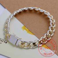 Men39; S สร้อยข้อมืออัญมณี Pulseras 925เงินความกว้าง10มม. หนาประณีตกำไลเงิน Women39; S เครื่องประดับอย่างดี