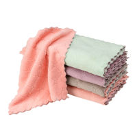 5PCS Non-linting absorbent dishwashing cloth Kitchen thickened cleaning towels and hand towels Soft non-oily rags Mixed colors