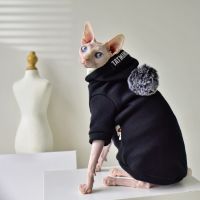 ZZOOI Pet Cat Hooded Sweater Thickened Warm For Winter Sphinx Hairless Cat Clothes Kitty Small Dog Clothes